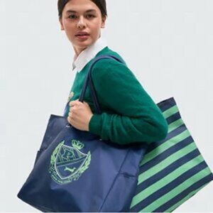 NWT PINK Victoria's Secret Reversible Tote Bag Shopper Solid to Stripes Gift